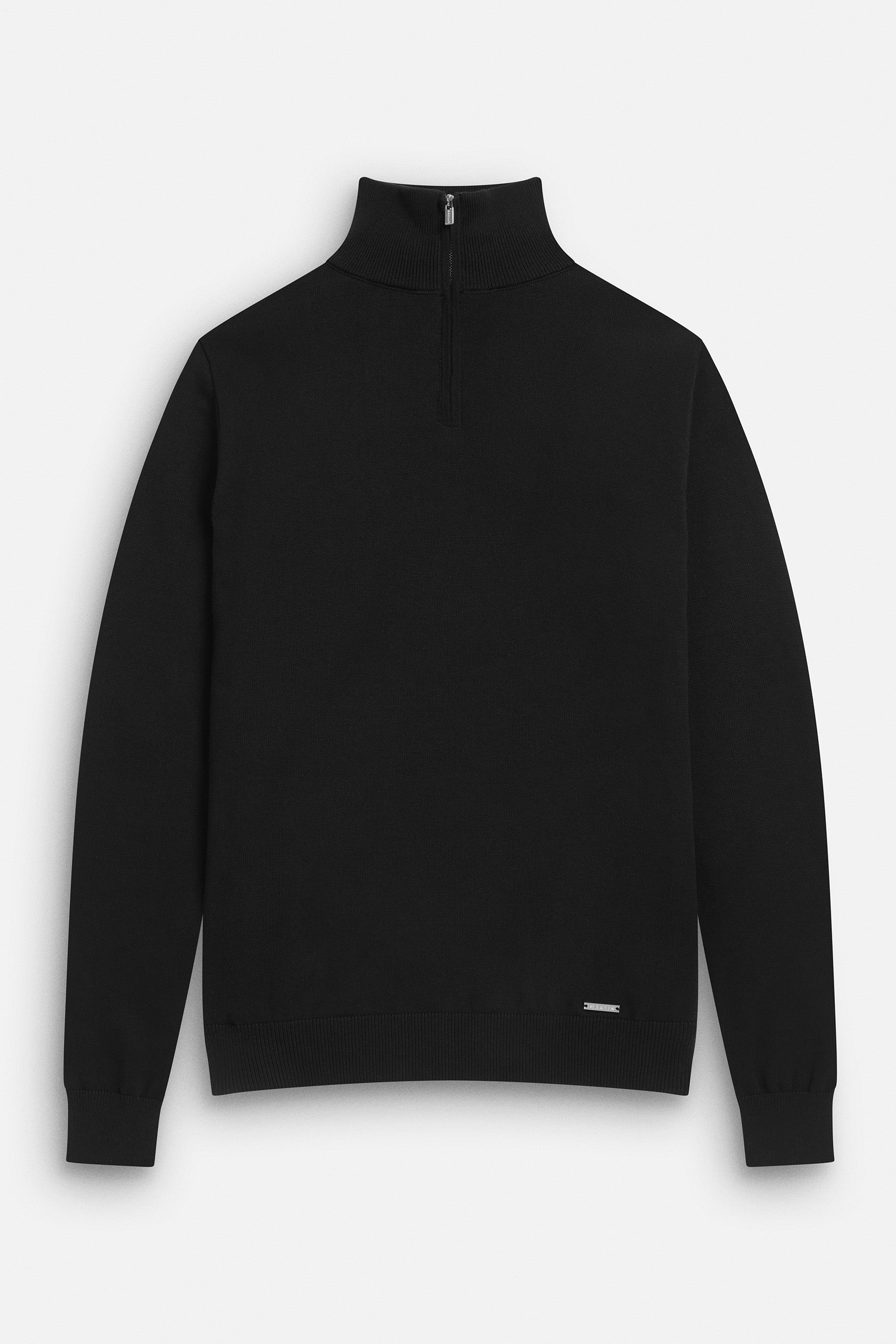 Men's cotton jumper, black, with zip. From Maklin clothing.