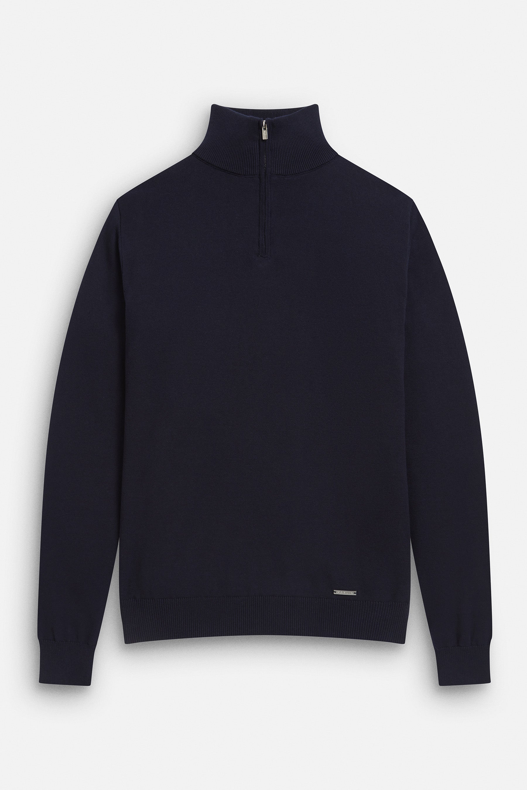 Men's cotton jumper, navy blue, with zip. From Maklin Clothing.