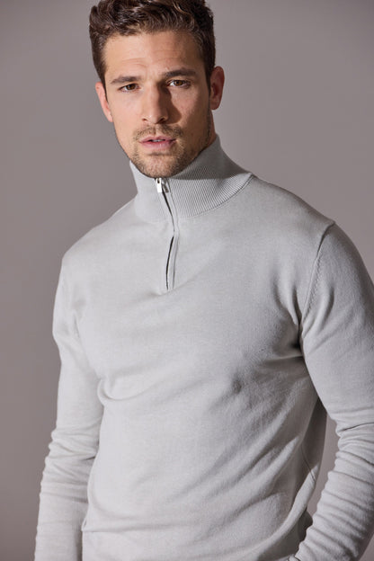 Long sleeve white polo shirt for men with zip. From Maklin Clothing.