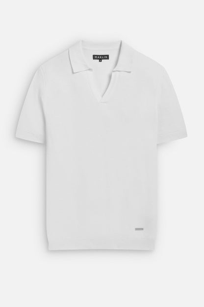 White polo shirt for men. Short sleeve, open collar, from Maklin Clothing